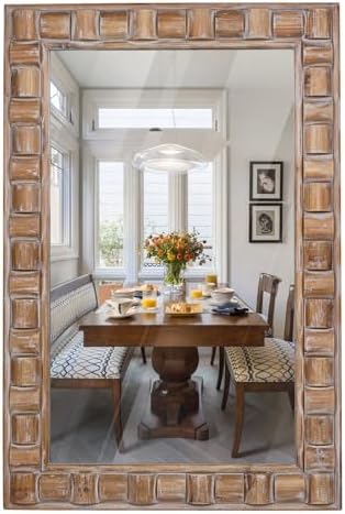 36x24 Inch Rustic Rectangle Wall Mirror by XGGJWW