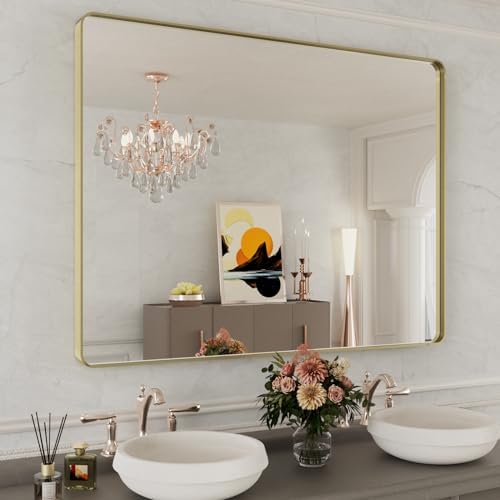 WEER Gold Bathroom Vanity Mirror 48X36 Inch by WEER