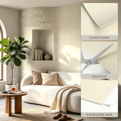 WADILE Peel and Stick Concrete Wall Panels, 11.8" x 23.6" PVC Faux Cement Wall - Image 4