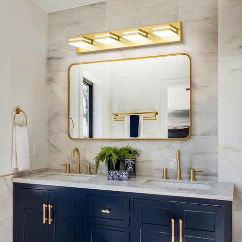 Modern LED Gold Acrylic Bathroom Lights Fixtures 4-Light - Image 5
