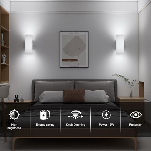 ChangM Wall Sconce Set of 2 Modern LED Wall Light Lamps Dimmable by Rotate - Image 3