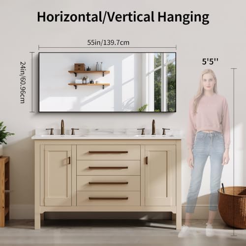 YIROMAN Bathroom Mirror 24"x55", Rectangular Vanity Mirror - Image 2