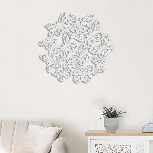 JFY Designs Furio Hand Carved Butterfly Wood Wall Panels Bedroom Décor - Image 3
