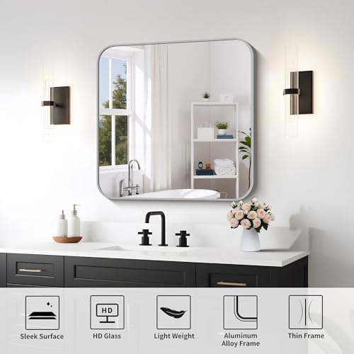FORBATH 30x30 Inch Silver Bathroom Mirror - Image 7