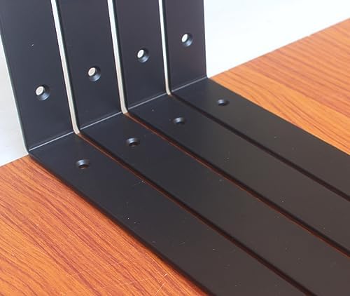 10 Pack - L 12" x H 8" x W1.5, 5mm Thick Black L Shelf Bracket, Iron Shelf - Image 4