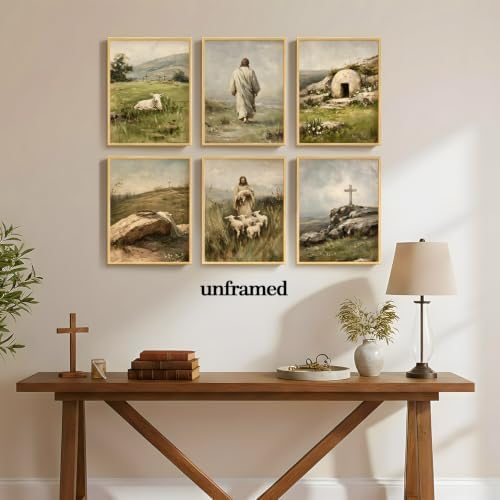 SHRNGCK Christian Jesus Easter Posters Set of 6 Vintage Religious Faith Wall - Image 6