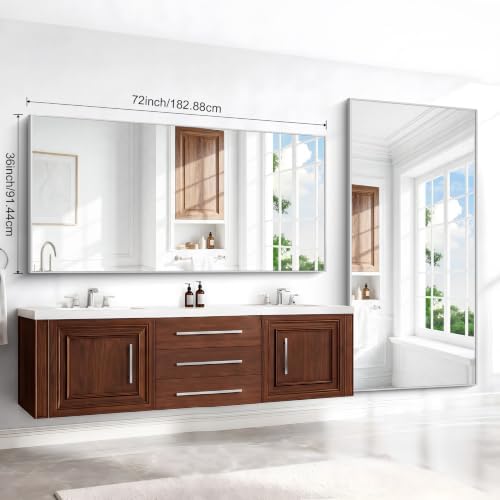 BONEWEI Silver Bathroom Mirror, 72x36 inch Wall Mirror - Image 7