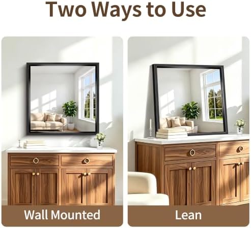 Bathroom Mirror, 30 x 30 inch Brushed Black Square Mirrors - Image 5