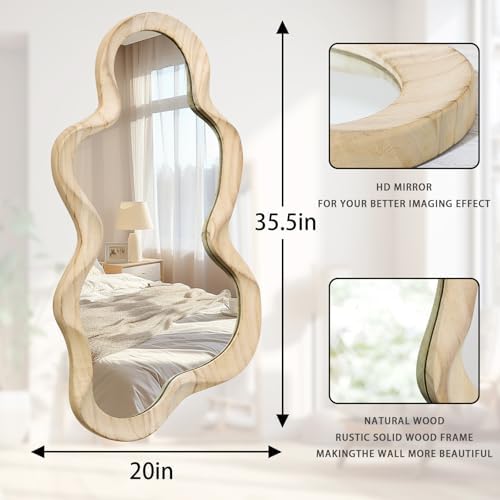 Large Asymmetrical Mirror, Irregular Cloud Wall Mirror Wood Frame Mirror - Image 7