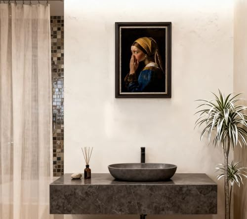 Dark Brown Framed Vintage Funny Bathroom Wall Art Humor Girl - Image 4