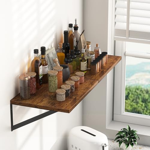 Heimlove 16W x 12D Deep Floating Shelves Set of 2 Rustic Brown - Image 5