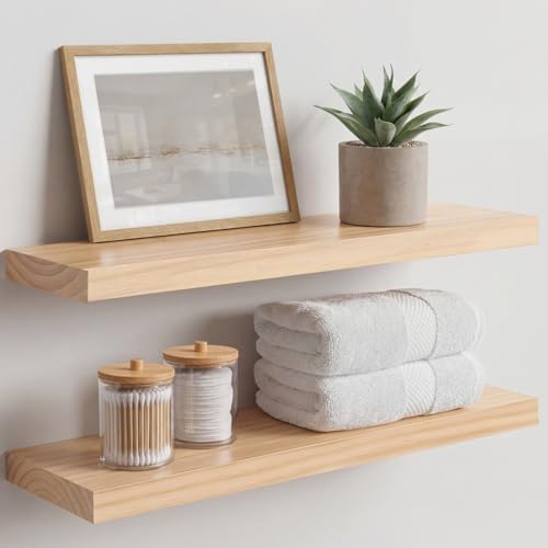 Homeforia 24 Inch Floating Shelves, High-End Solid Pine Wood by Homeforia