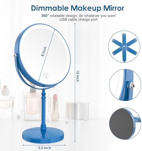 DEIOVWXS Makeup Mirror, Rechargeable Vanity Mirror - Image 5