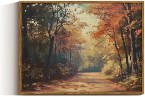 VIYYIEA Vintage Framed Canvas Wall Art, Autumn Forest Art Prints, Rustic Fall by VIYYIEAART