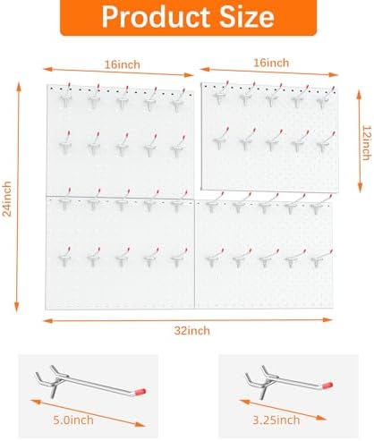TORACK Metal Pegboard Panels and Hooks, Tool Organizer Peg Board - Image 3