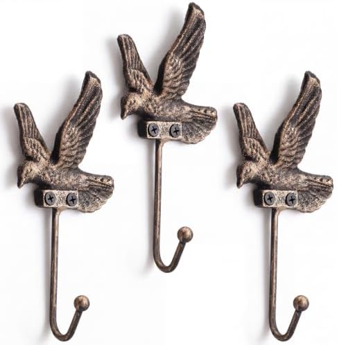 Hicarer 3 Pcs Hummingbird Cast Iron Wall Hooks by Hicarer