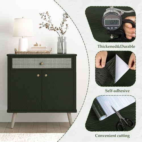 Dark Green Contact Paper Peel and Stick Self Adhesive Wood Grain Wallpaper - Image 3