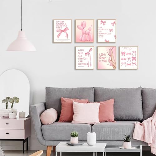 Coquette Pink Bow Christian Wall Art Canvas Poster Inspirational Bible Verse - Image 3