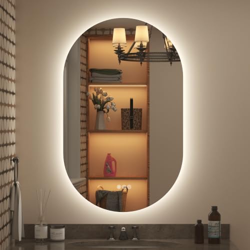 40x24 Inch Oval Backlit LED Bathroom Mirror by CHARMOR