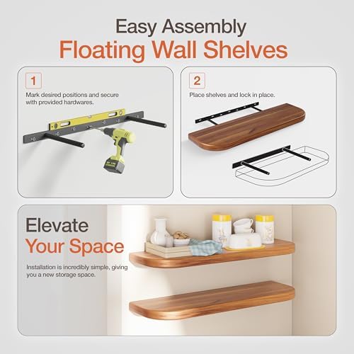 BATODA 24" Acacia Wood Floating Shelves Wall Mounted – Rustic Farmhouse Wooden - Image 5