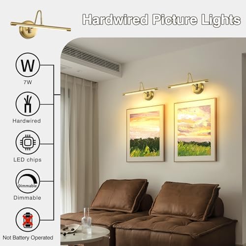Modern LED Picture Light Hardwired, 16.5 Inch Dimmable Gallery Art Light - Image 4