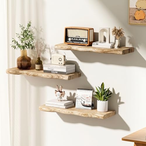 Organic Wavy Edge Floating Shelves, Hidden Brackets, 2 Pack 36 in - Image 2