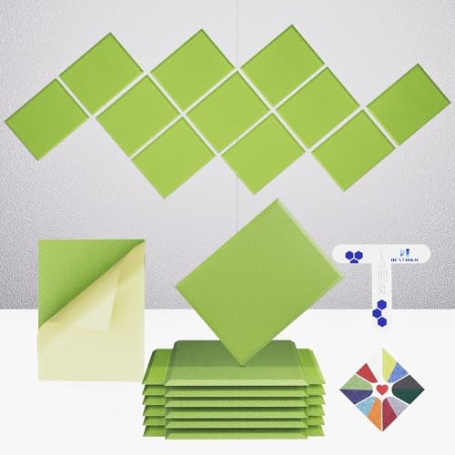 12 Pack Self-Adhesive Acoustic Panels, 2nd Generation Sound Absorbing Panel by DEXMOKO