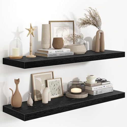 Fun Memories 40" W x 9.3" D Black Floating Shelves by FunMemories