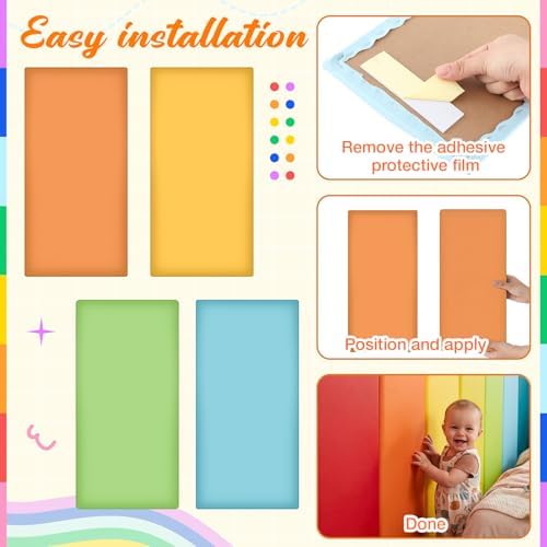 8 Pack Wall Padding Headboard 23.62" x 11.81" x 1.18" Rainbow Colors - Image 4