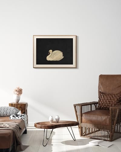 VIYYIEA Framed Swan Wall Art, Vintage Animal Canvas Painting, 16×12 Inch - Image 5