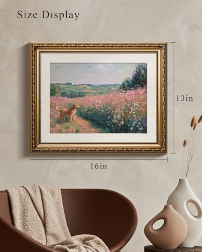 VIYYIEA Gold Framed Retriever Wall Art Dog Canvas Painting, 13×16 Inch - Image 6