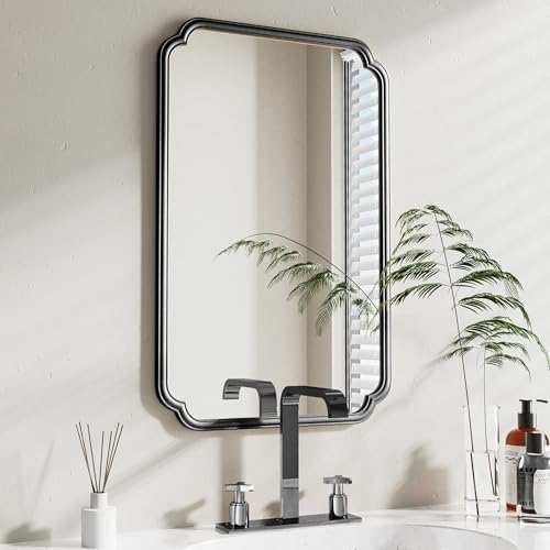 Ferytange 22x34 Inch Black Bathroom Mirror, Metal Framed Wall Mirror by FerytangeHome