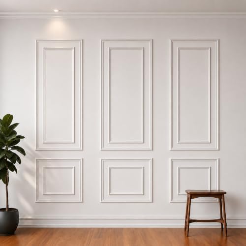 Peel and Stick Wall Molding Kit, Pre Cut Bilinear Frame Wainscoting Panel by TRAIN2ART