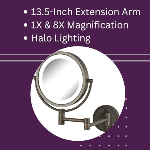 JERDON Lighted Wall-Mount Makeup Mirror - Image 5