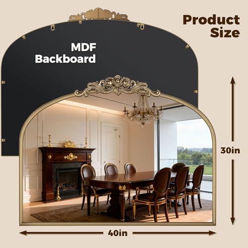 40"x30" Vintage Gold Mirror, Large Baroque Mirror - Image 2