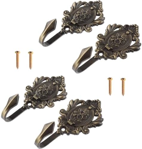 Curtain Holdbacks Small Lightweight Hooks, Vintage Bronze Rose Pattern by Hicello