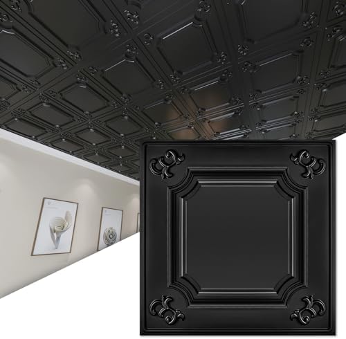 Art3d 12-Pack Waterproof PVC Drop Ceiling Tiles, 24 x 24 in by Art3d