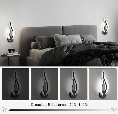 Hard-Wired 2-Pack Modern Indoor Wall Sconce 10W LED Black Dimmable Wall Sconce - Image 3