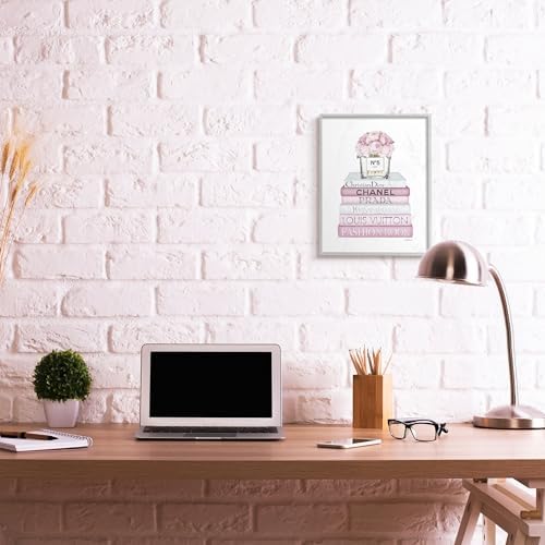 Stupell Industries Pink Rose Bouquet and Fashion Designer Bookstack Wall Art - Image 3