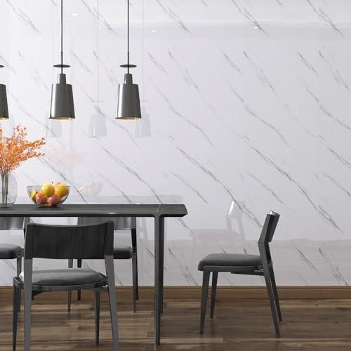 LACHEERY White Marble Wall Panels Peel and Stick Marble Wallpaper - Image 4