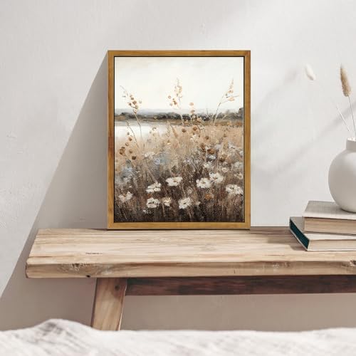 KBKBART Vintage Wall Art Framed, Retro Countryside Autumn Wildflower Field - Image 4