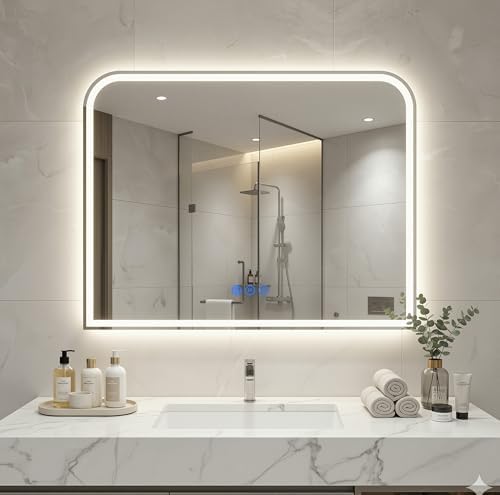 Antok LED Bathroom Mirror 40"L x 32"W, LED Mirror by AntokMirror