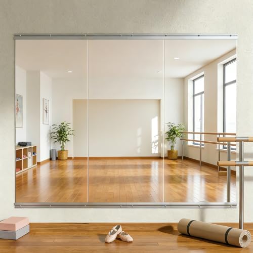 VooBang Home Gym Mirror 3 PCS 24"×48", Frameless Wall Mirror Full Length - Image 2