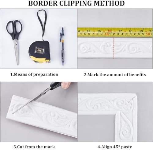 CRASPIRE 8 Rolls 59Ft Long White Crown Wall Molding Trim Vintage Wallpaper - Image 5