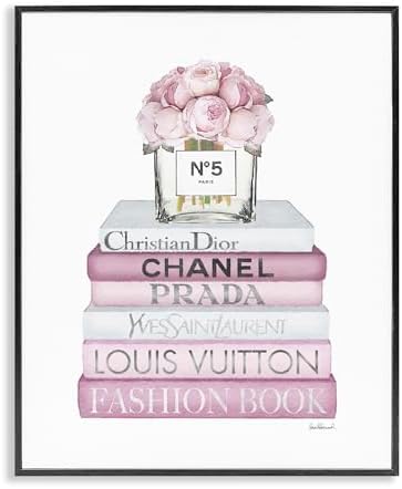 Stupell Industries Pink Rose Bouquet and Fashion Designer Bookstack Wall Art by StupellIndustries