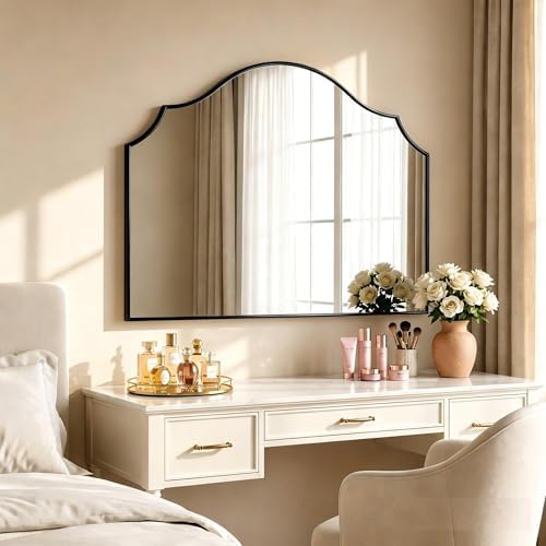 26"x35" Black Arched Wall Mirror, Decorative Mirror - Image 2