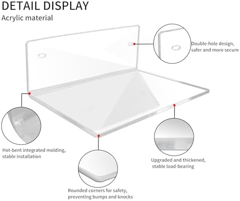 2 Pcs Clear Acrylic Floating Wall Shelves, Small Floating Shelves - Image 5