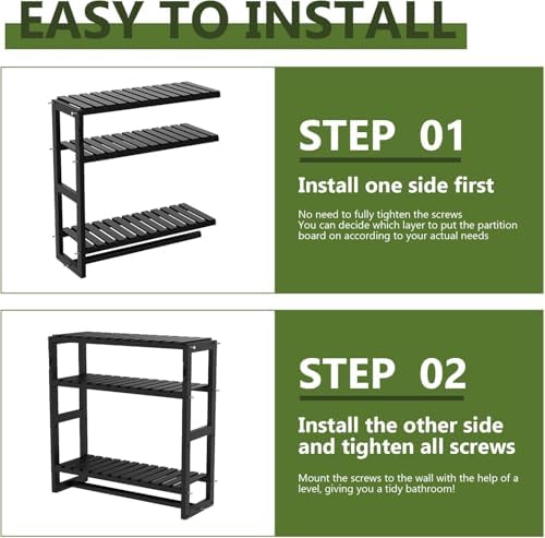 Galood Over The Toilet Storage Bathroom Shelves Wall Mounted Black Sets - Image 6