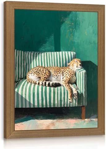 Sleepy Cheetah Canvas Wall Art Funny Animals Print Wall Decor Maximalist by Unknown