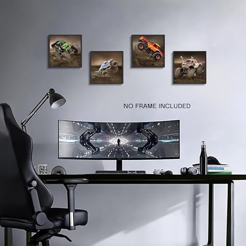 HTTART Monster Truck Posters Room Decor Set of 4, Monster Jam Wall Decor - Image 2
